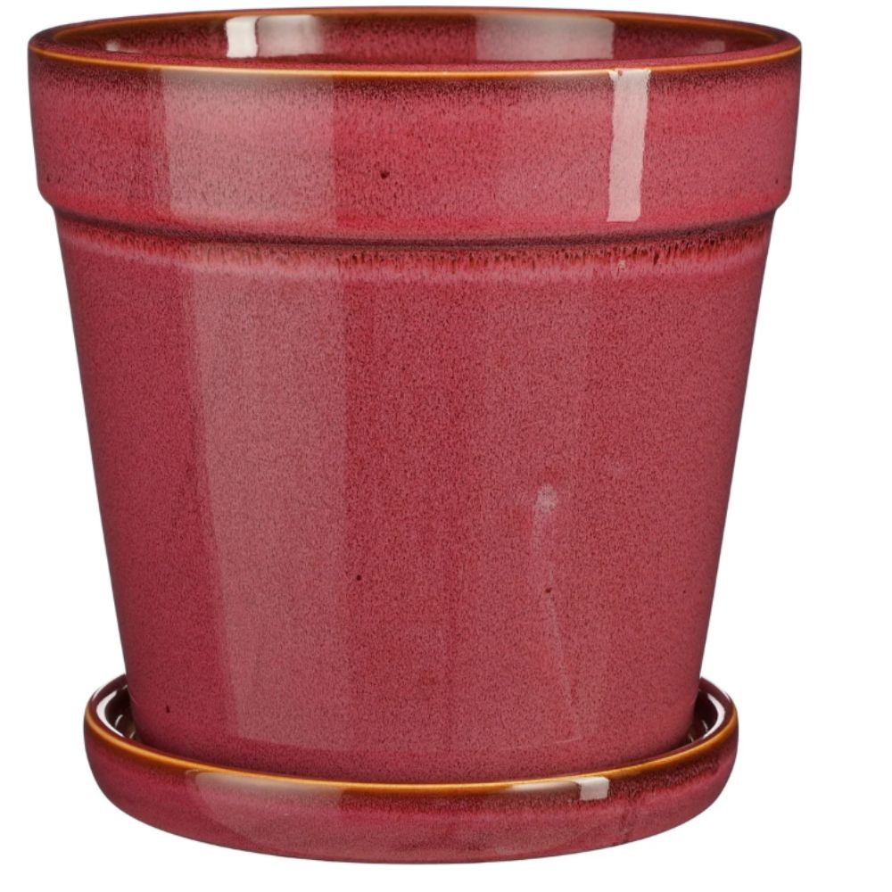 Mica Decorations 16cm Pink 'Clint' Pot with Saucer