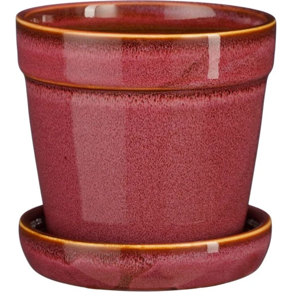 Mica Decorations 9cm Pink 'Clint' Pot with Saucer