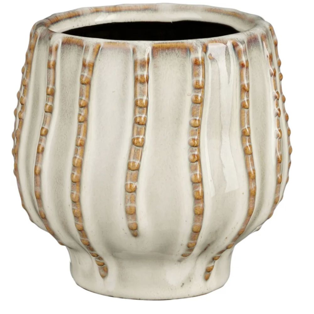 Mica Decorations 11cm White Round Cathy Pot