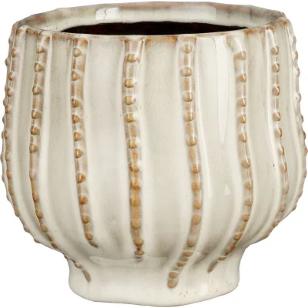 Mica Decorations 13.5cm White Round Cathy Pot
