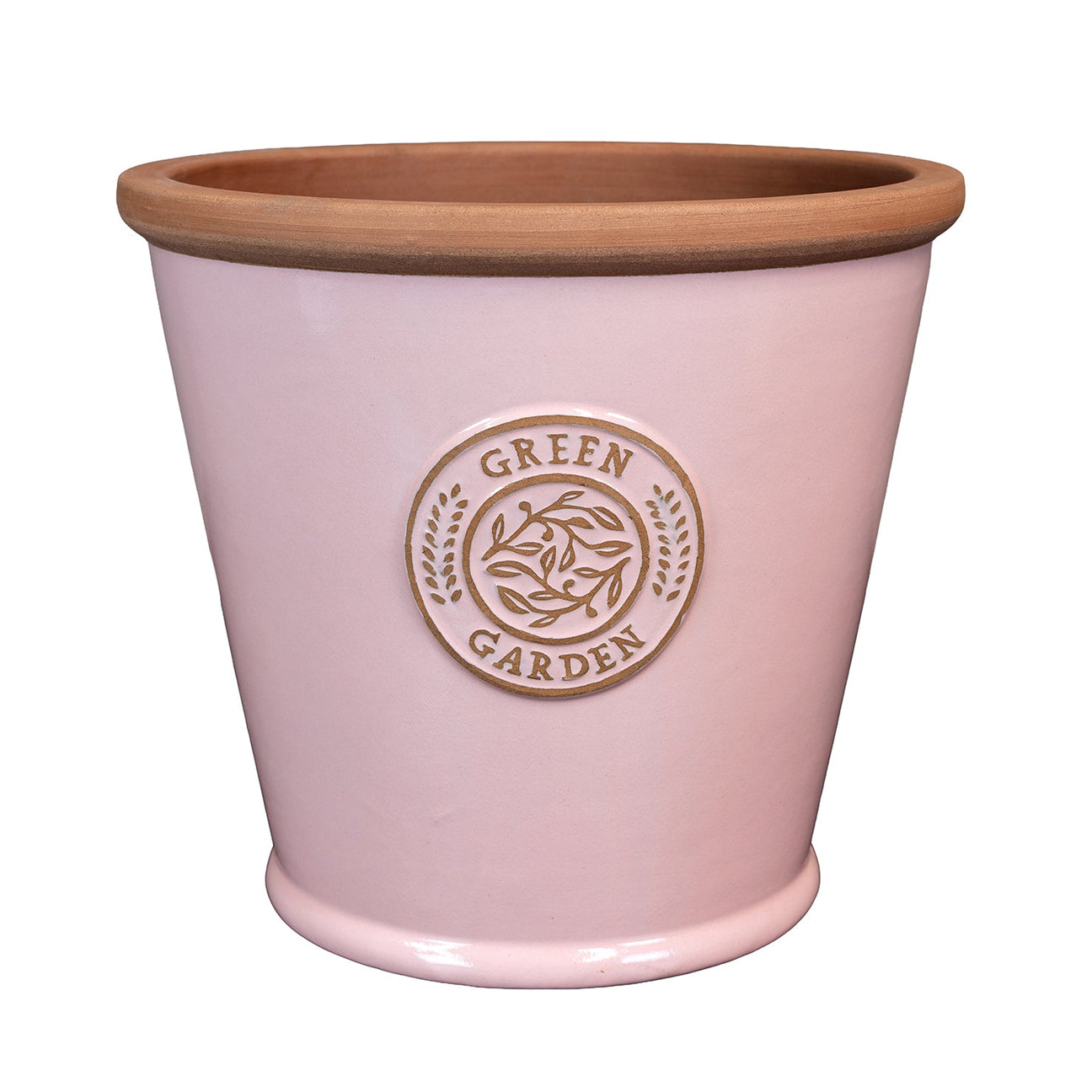 Mims 20cm Green Garden Cone Glazed Pot - Pink - Old Railway Line Garden Centre