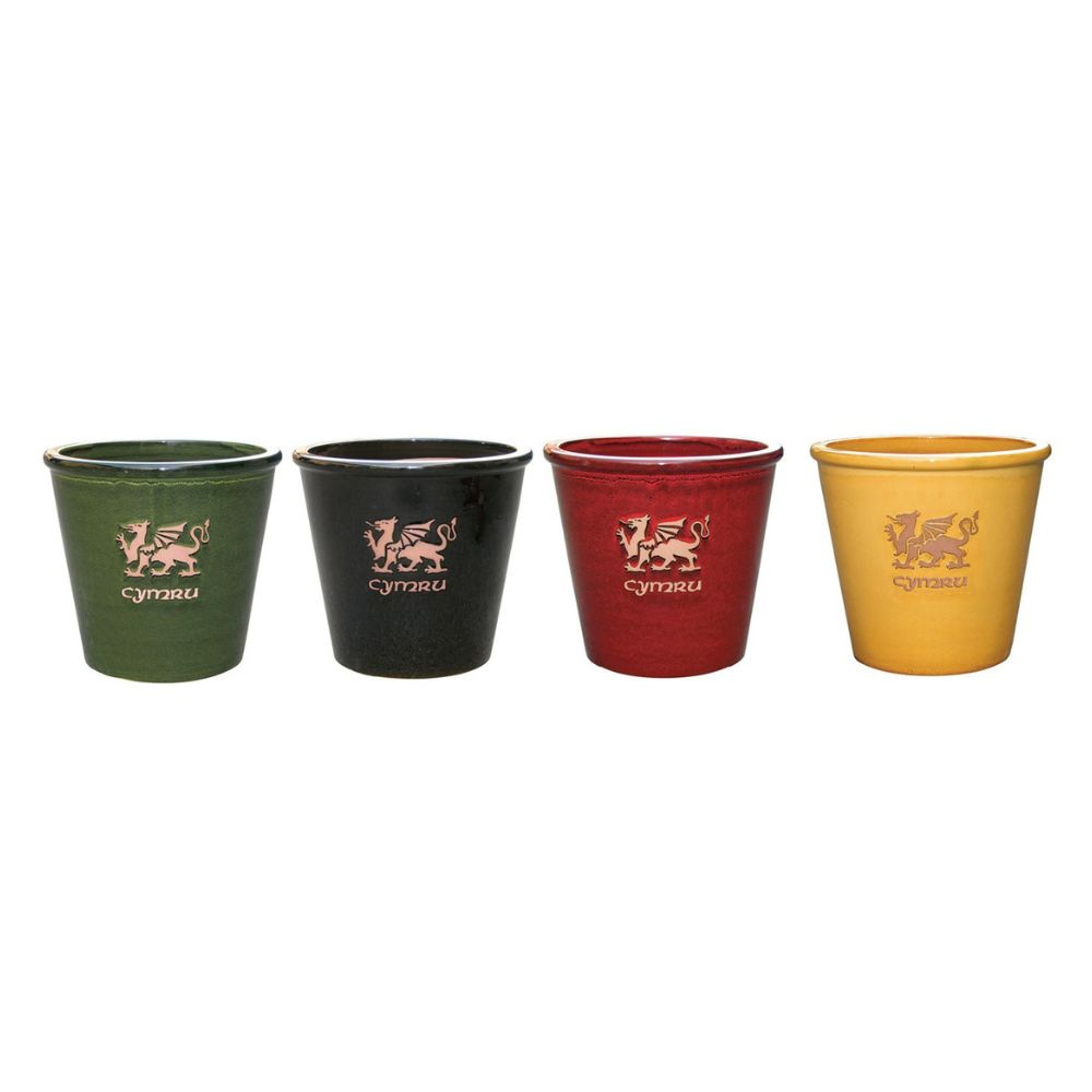 Mims 27cm Cymru Welsh Glazed Plant Pot - (Choice of 4)