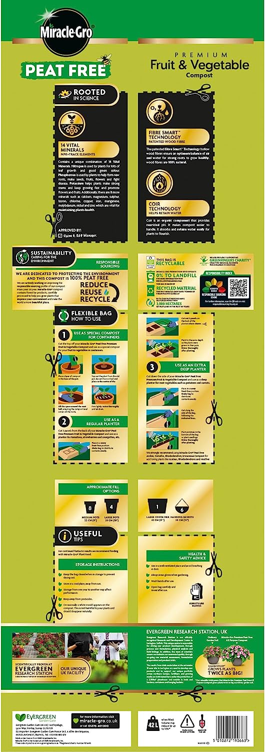 Miracle - Gro 40L Premium Peat Free Fruit & Veg Compost - Old Railway Line Garden Centre