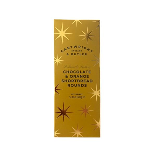 Cartwright & Butler 150g Chocolate & Orange Shortbread | Gold Christmas Carton