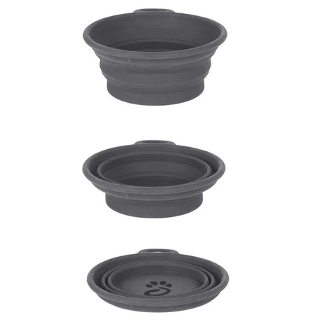Mountain Paws Silicone Collapsible Dog Bowl - Grey