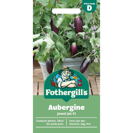 Mr Fothergill's Aubergine Jewel Jet F1 Seeds - Old Railway Line Garden Centre