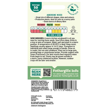 Mr Fothergill's Aubergine Mix Seeds - Old Railway Line Garden Centre