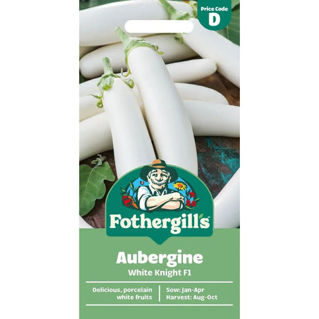 Mr Fothergill's Aubergine White Knight F1 Vegetable Seeds - Old Railway Line Garden Centre