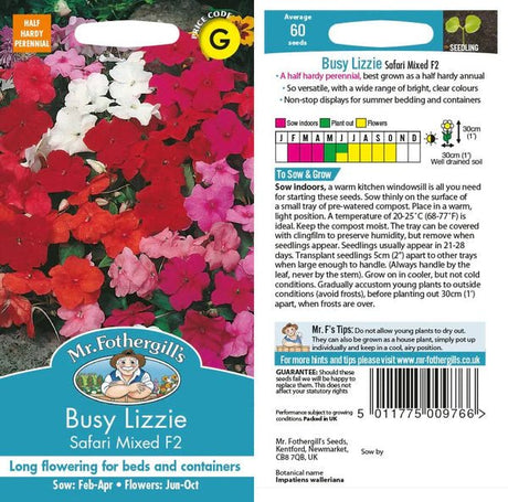 Mr Fothergills Busy Lizzie Safari Mixed F2 Seeds - Old Railway Line Garden Centre
