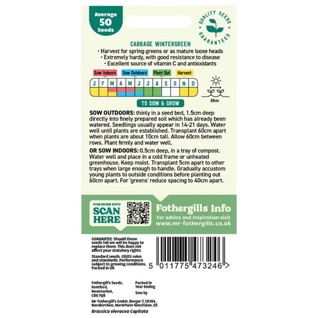 Mr Fothergill's Cabbage Wintergreen Seeds
