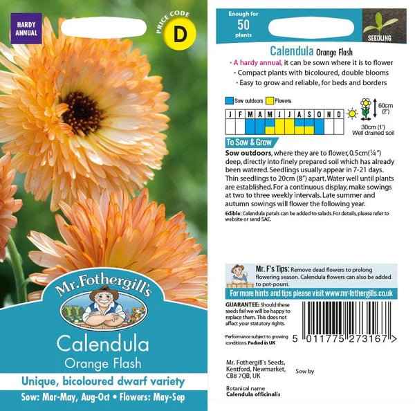 Mr Fothergills Calendula Orange Flash Seeds - Old Railway Line Garden Centre