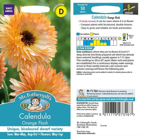 Mr Fothergills Calendula Orange Flash Seeds - Old Railway Line Garden Centre