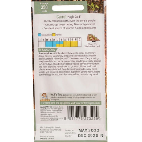 Mr Fothergill's Carrot Purple Sun F1 Seeds - Old Railway Line Garden Centre