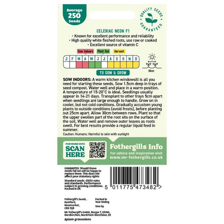 Mr Fothergill's Celeriac Neon F1 Vegetable Seeds - Old Railway Line Garden Centre