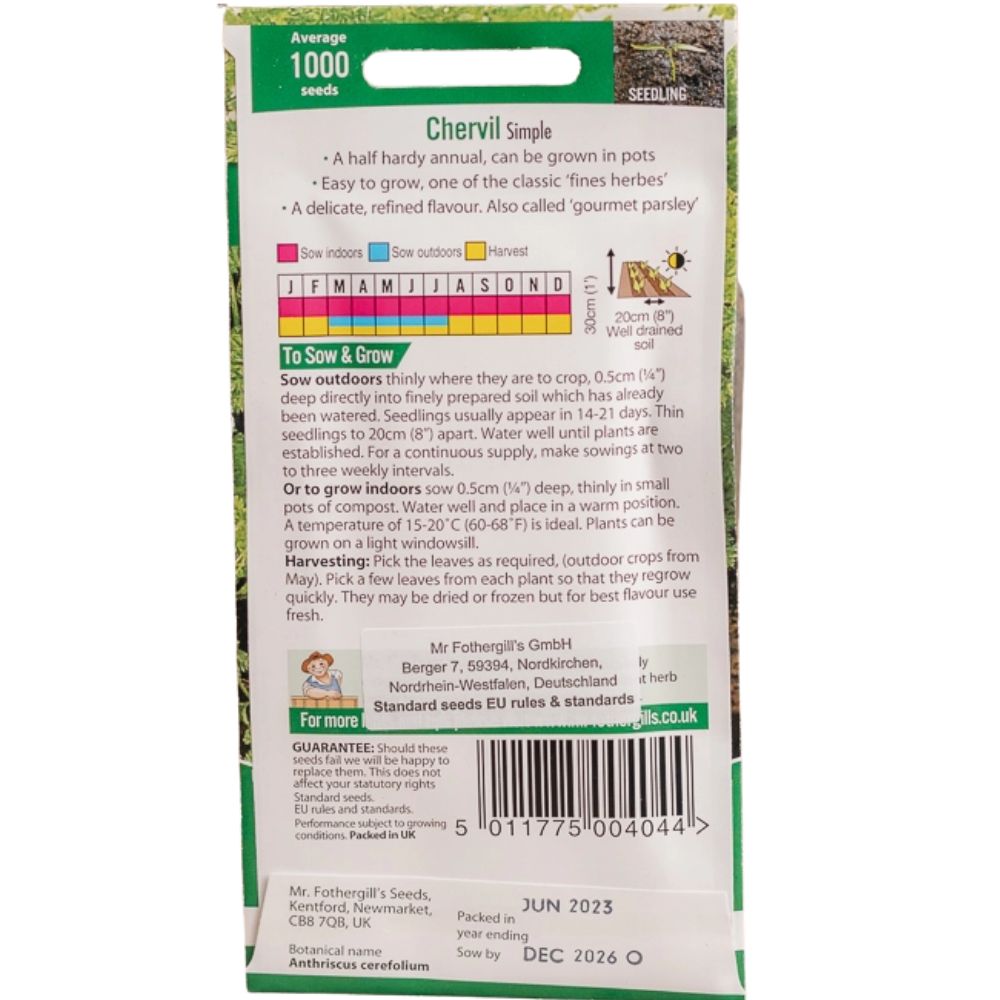 Mr Fothergill's Chervil Simple Seeds