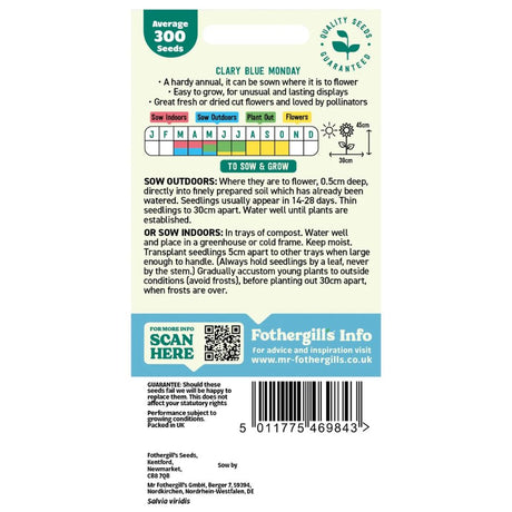 Mr Fothergill's Clary Blue Monday Flower Seeds