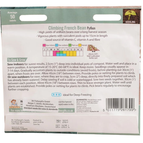 Mr Fothergill's Climbing French Bean Python Seeds - Old Railway Line Garden Centre
