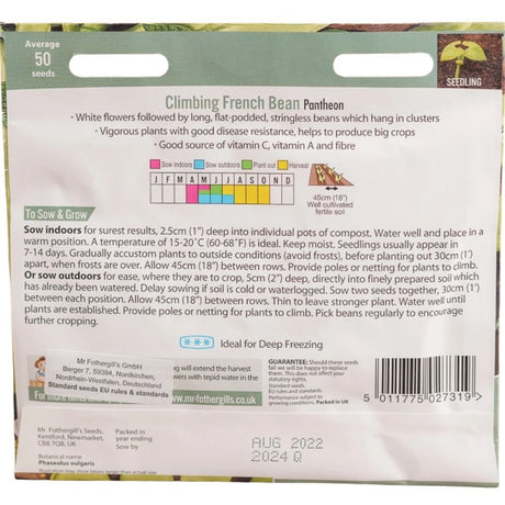 Mr Fothergill's Climbing (French) Bean Sunshine Vegetable Seeds - Old Railway Line Garden Centre
