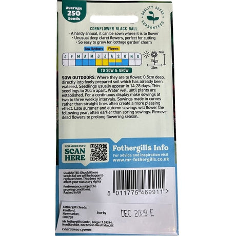 Mr Fothergill's Cornflower Black Ball Seeds - Old Railway Line Garden Centre