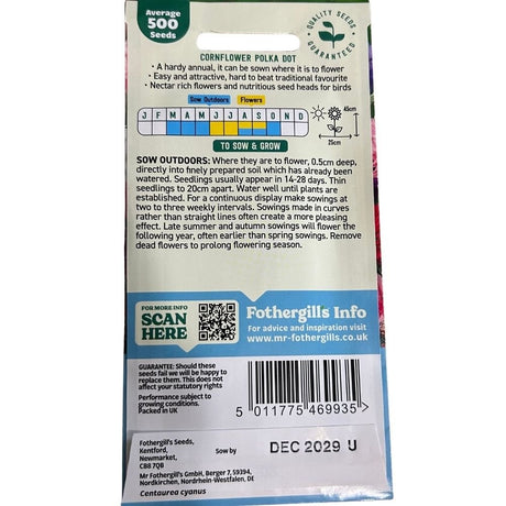 Mr Fothergill's Cornflower Polka Dot Seeds - Old Railway Line Garden Centre