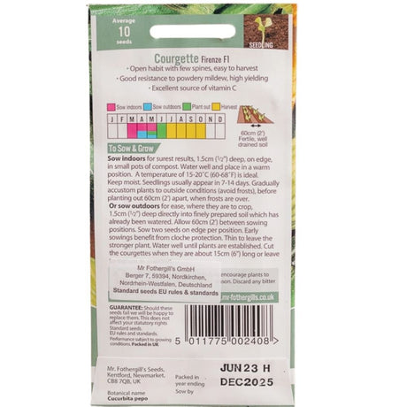 Mr Fothergill's Courgette Firenze F1 Seeds - Old Railway Line Garden Centre