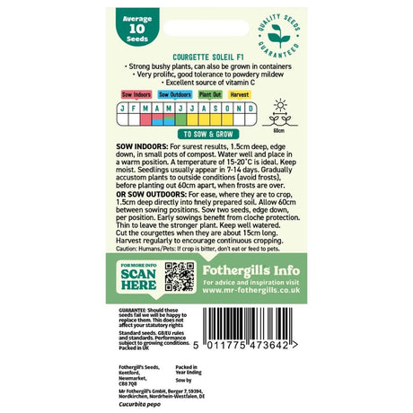 Mr Fothergill's Courgette Soleil F1 Seeds - Old Railway Line Garden Centre