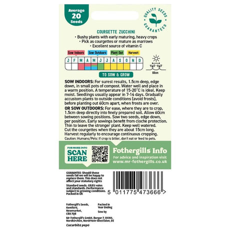 Mr Fothergill's Courgette Zucchini Seeds - Old Railway Line Garden Centre