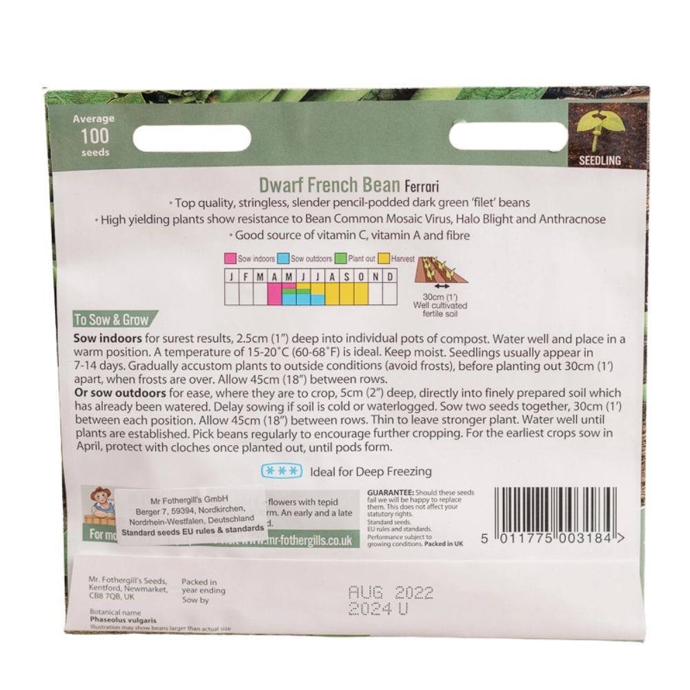 Mr Fothergill's Dwarf French Bean Ferrari Seeds