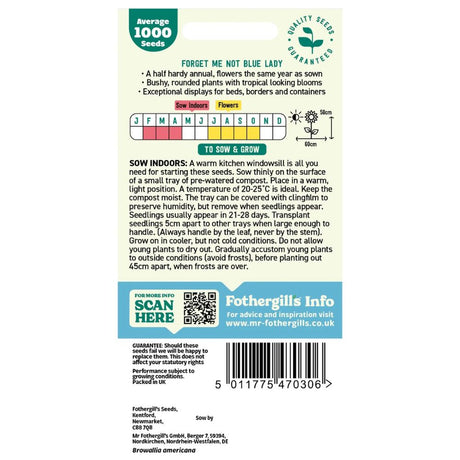 Mr Fothergill's Forget Me Not (Jamaican) Blue Lady Seeds