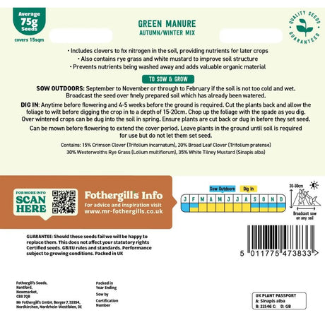 Mr Fothergill's Green Manure Autumn/Winter Mix Seeds - Old Railway Line Garden Centre