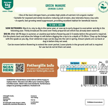 Mr Fothergill's Green Manure Crimson Clover Seeds - Old Railway Line Garden Centre