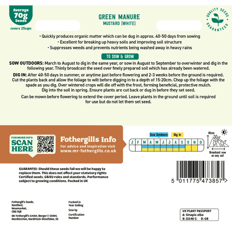 Mr Fothergill's Green Manure Mustard (White) Seeds - Old Railway Line Garden Centre