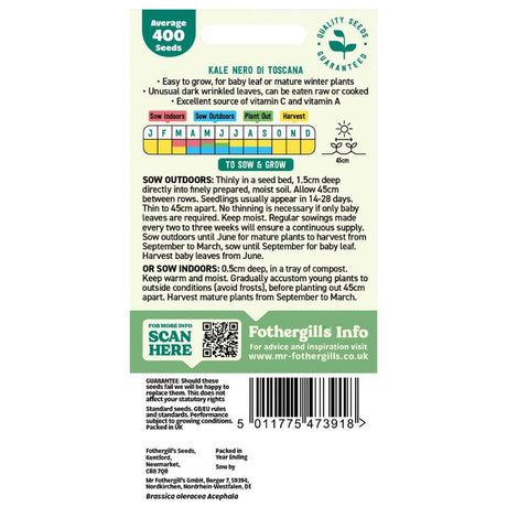Mr Fothergill's Kale Nero di Toscana Seeds
