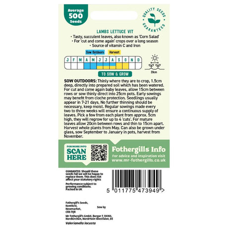 Mr Fothergill's Lambs Lettuce Vit Vegetable Seeds
