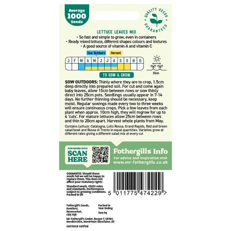 Mr Fothergill's Lettuce Mixed Salad Leaves Seeds