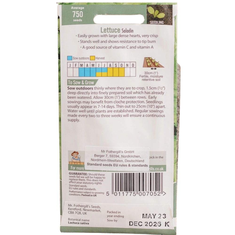 Mr Fothergill's Lettuce Saladin Seeds