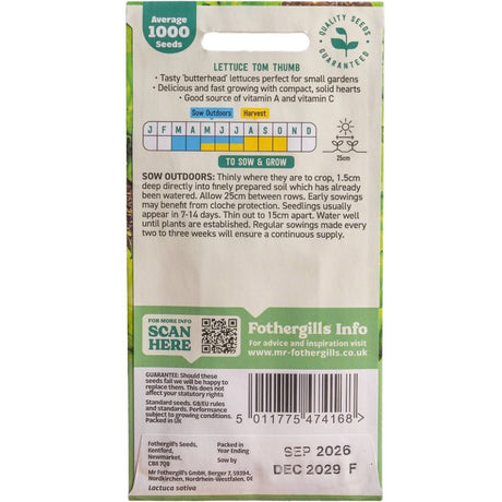 Mr Fothergill's Lettuce Tom Thumb Seeds - Old Railway Line Garden Centre
