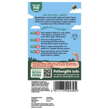Mr Fothergill's Little Gardeners Basketball Carrots Seeds - Old Railway Line Garden Centre