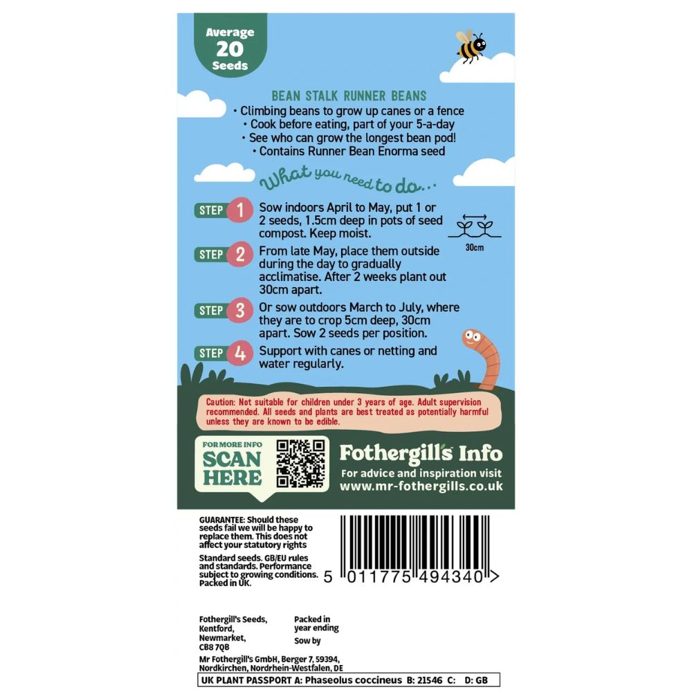 Mr Fothergill's Little Gardeners Beanstalk Runnerbean Seeds