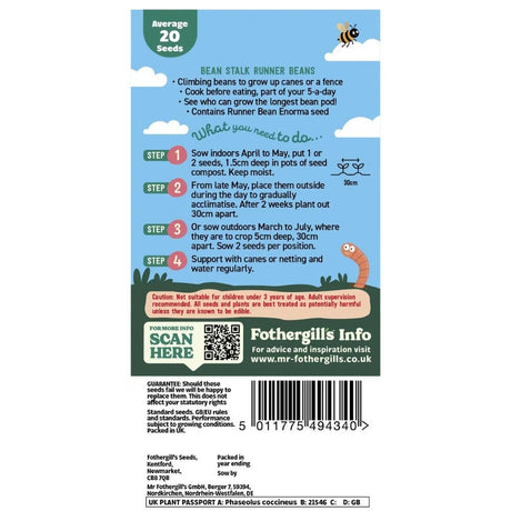 Mr Fothergill's Little Gardeners Beanstalk Runnerbean Seeds - Old Railway Line Garden Centre