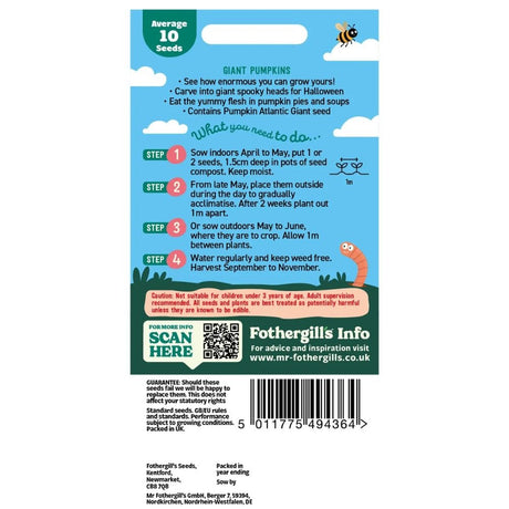 Mr Fothergill's Little Gardeners Giant Pumpkins Seeds - Old Railway Line Garden Centre