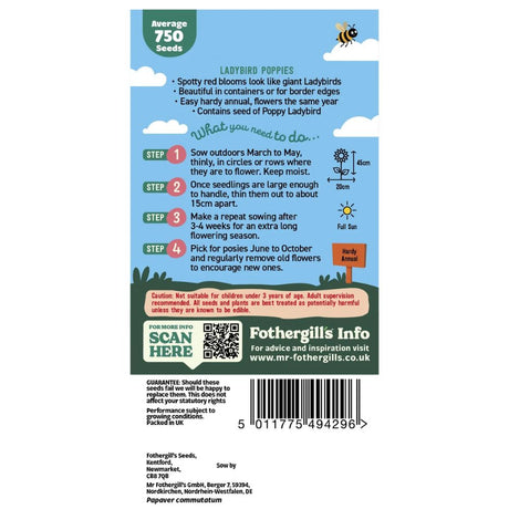 Mr Fothergill's Little Gardeners Ladybird Poppies Seeds