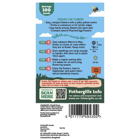 Mr Fothergill's Little Gardeners Poached Egg Flowers Seeds - Old Railway Line Garden Centre