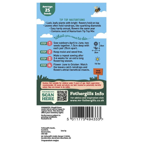 Mr Fothergill's Little Gardeners Tip Top Nasturtiums Seeds - Old Railway Line Garden Centre