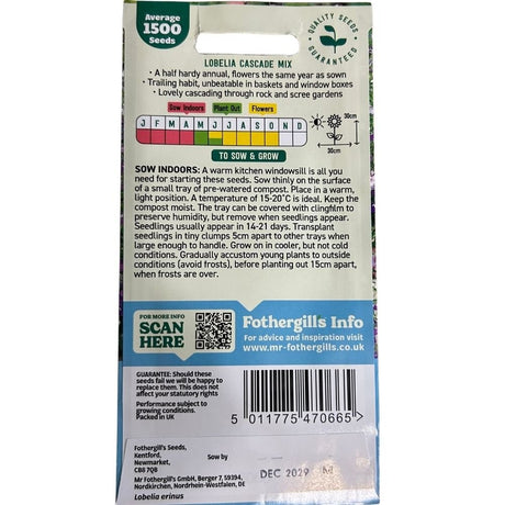Mr Fothergill's Lobelia Cascade Mix Seeds - Old Railway Line Garden Centre