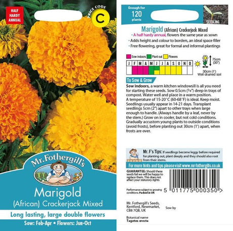 Mr Fothergills Marigold (African) Crackerjack Mixed Seeds - Old Railway Line Garden Centre