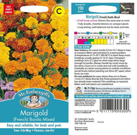 Mr Fothergills Marigold (French) Bonita Mixed Seeds - Old Railway Line Garden Centre