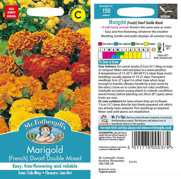 Mr Fothergills Marigold (French) Dwarf Double Mix Seedsed