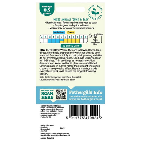 Mr Fothergills Mixed Annuals Quick & Easy Seeds - Old Railway Line Garden Centre