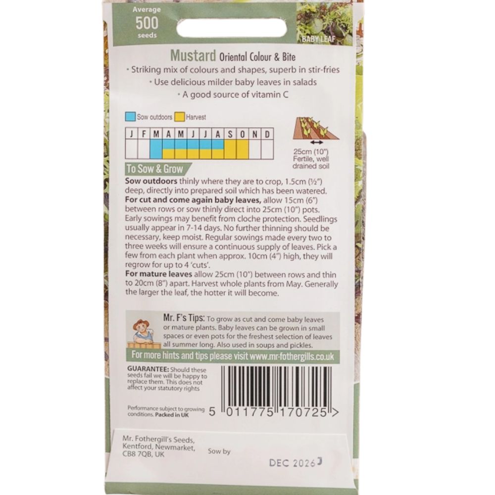 Mr Fothergill's Mustard Colour & Bite Seeds